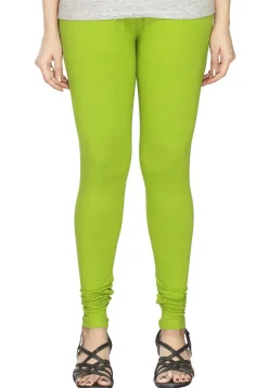 Solid Color Cotton Lycra Leggings in Light Green