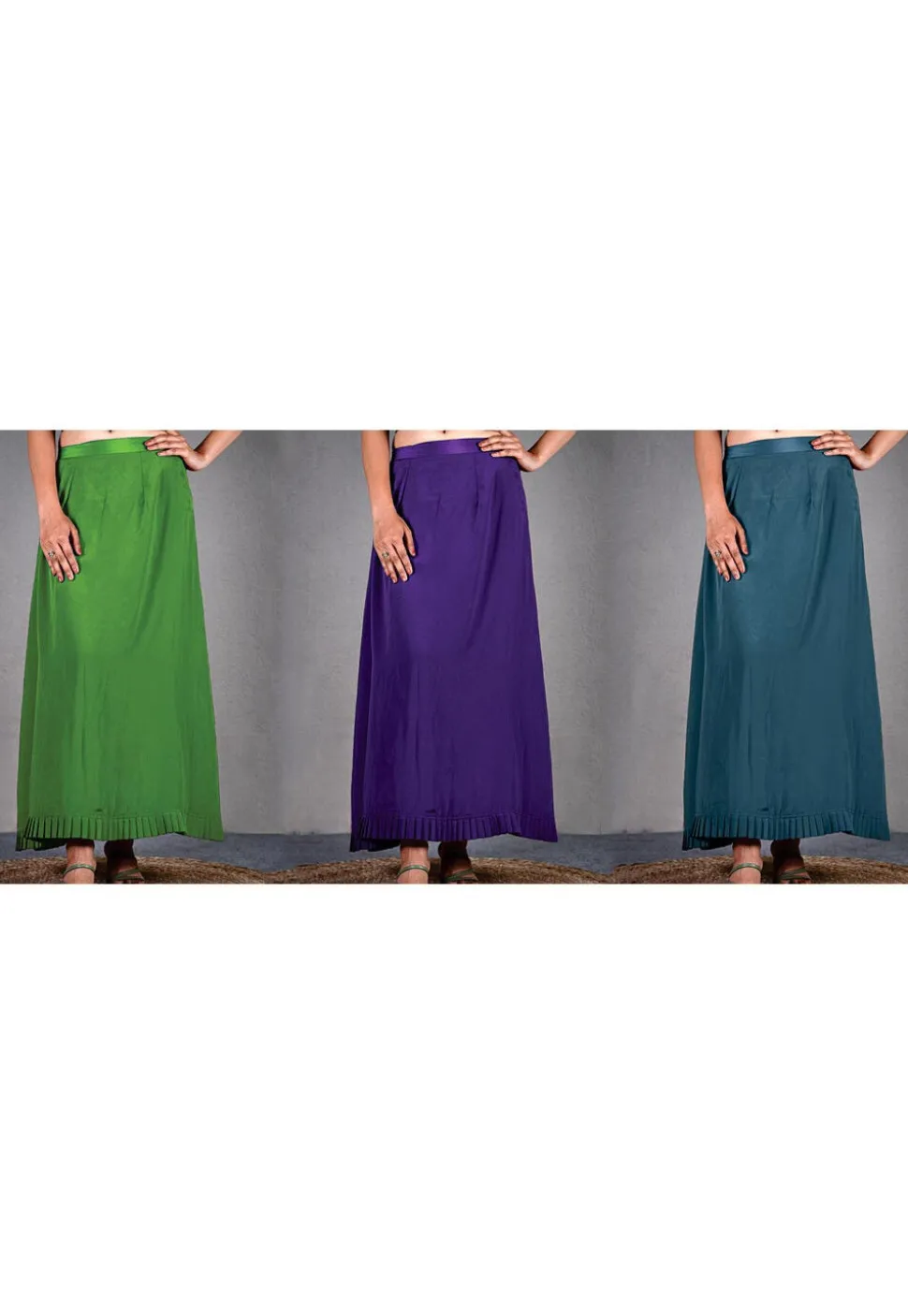 Solid Color Cotton Lycra Petticoat Combo Set in Multicolor