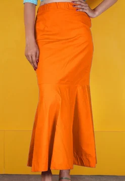 Solid Color Cotton Lycra Fish Cut Petticoat in Mustard