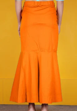 Solid Color Cotton Lycra Fish Cut Petticoat in Mustard