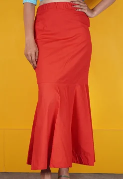 Solid Color Cotton Lycra (Elastane) Petticoat in Red