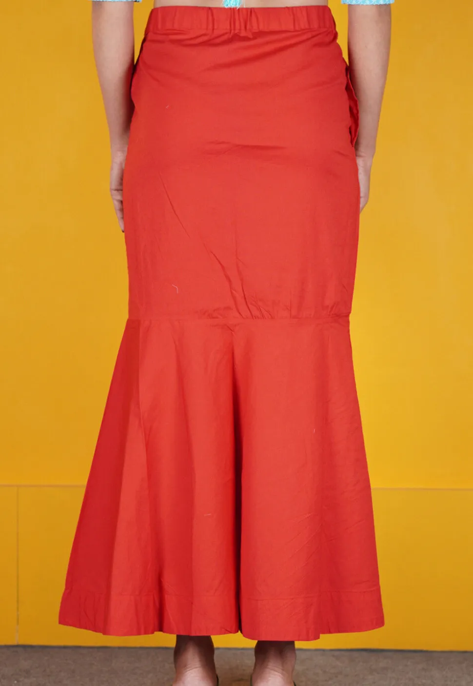 Solid Color Cotton Lycra (Elastane) Petticoat in Red