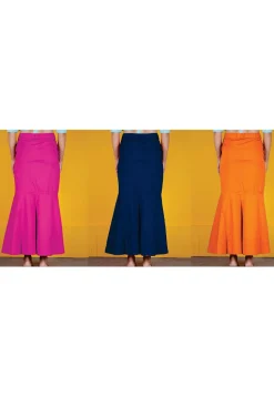 Solid Color Cotton Lycra Petticoat Combo Set in Multicolor