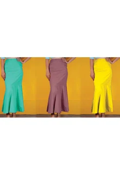 Solid Color Cotton Lycra Petticoat Combo Set in Multicolor