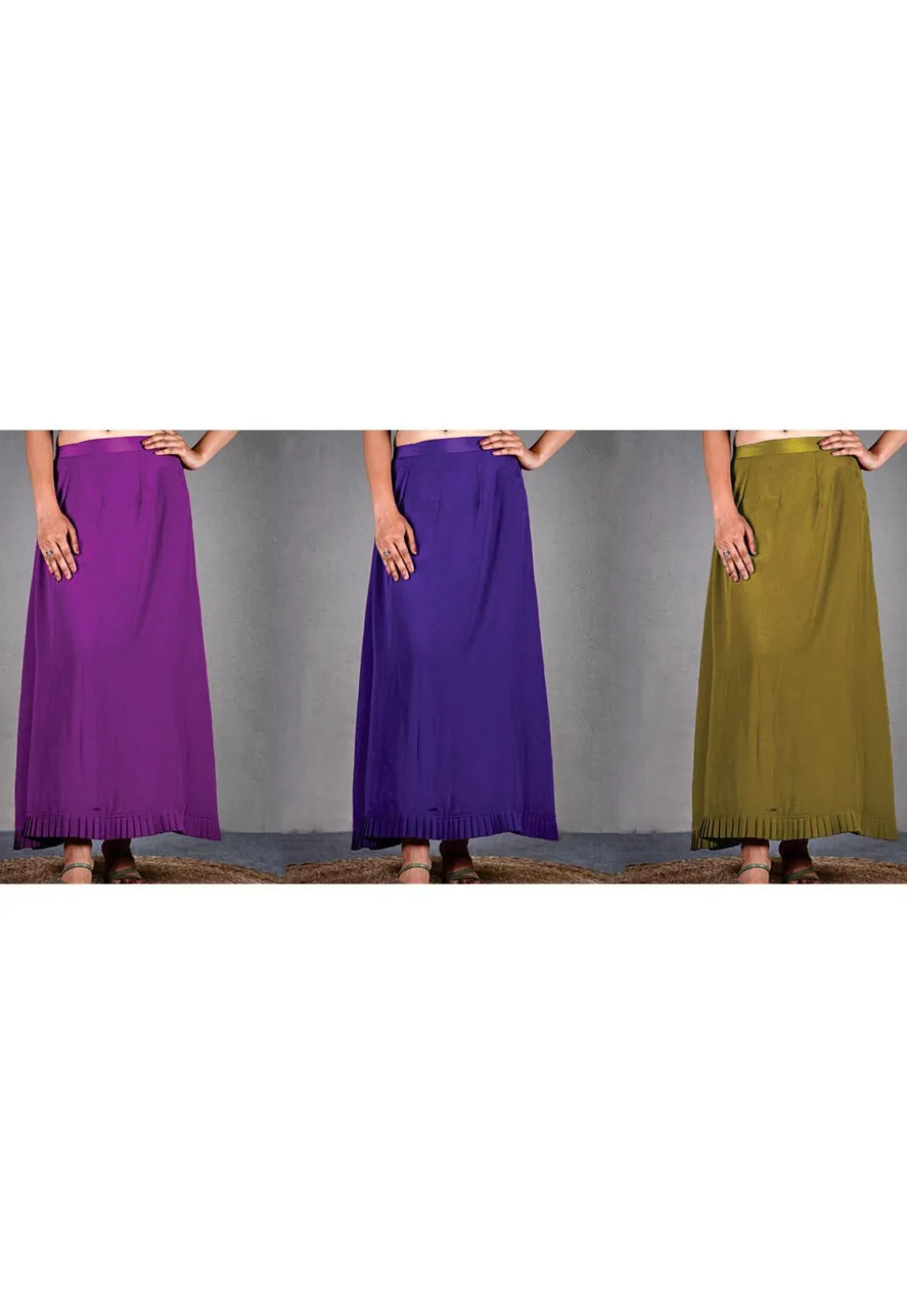 Solid Color Cotton Lycra Petticoat Combo Set in Multicolor