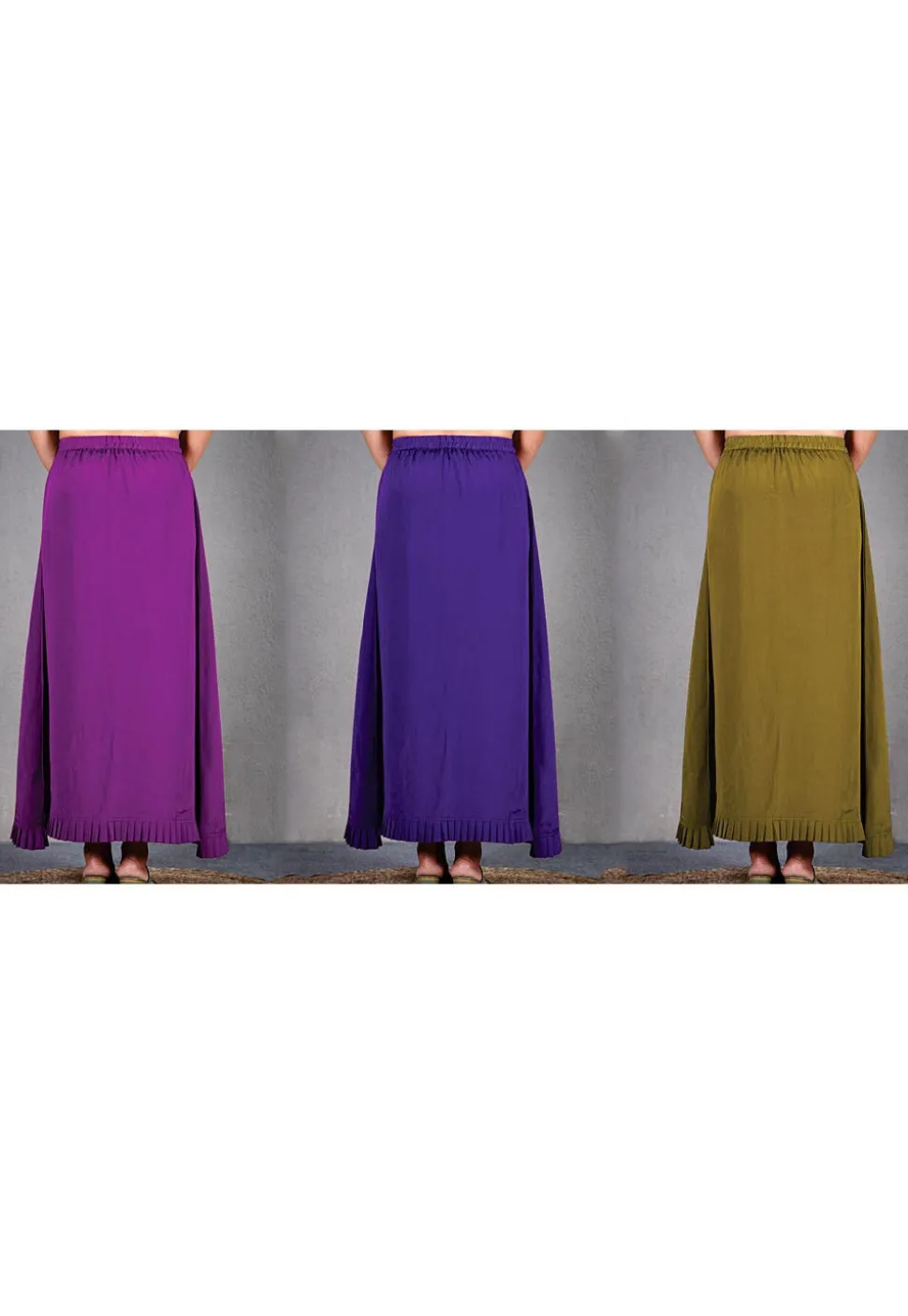 Solid Color Cotton Lycra Petticoat Combo Set in Multicolor