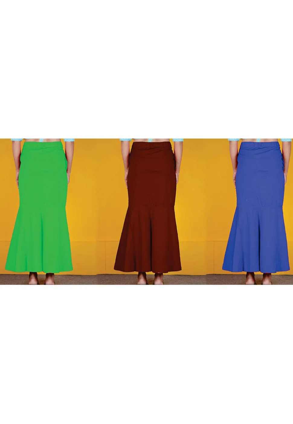 Solid Color Cotton Lycra Petticoat Combo Set in Multicolor
