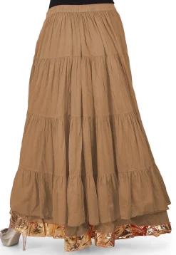 Solid Color Cotton Mulmul Skirts in Dark Beige