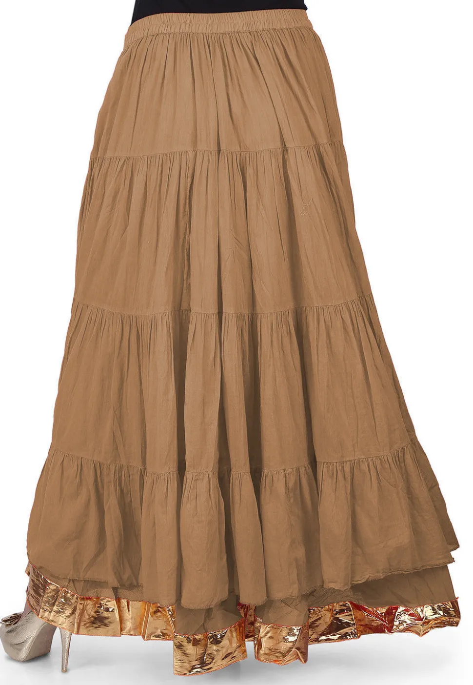 Solid Color Cotton Mulmul Skirts in Dark Beige
