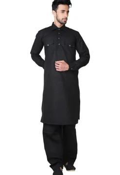 Solid Color Cotton Paithani Suit in Black