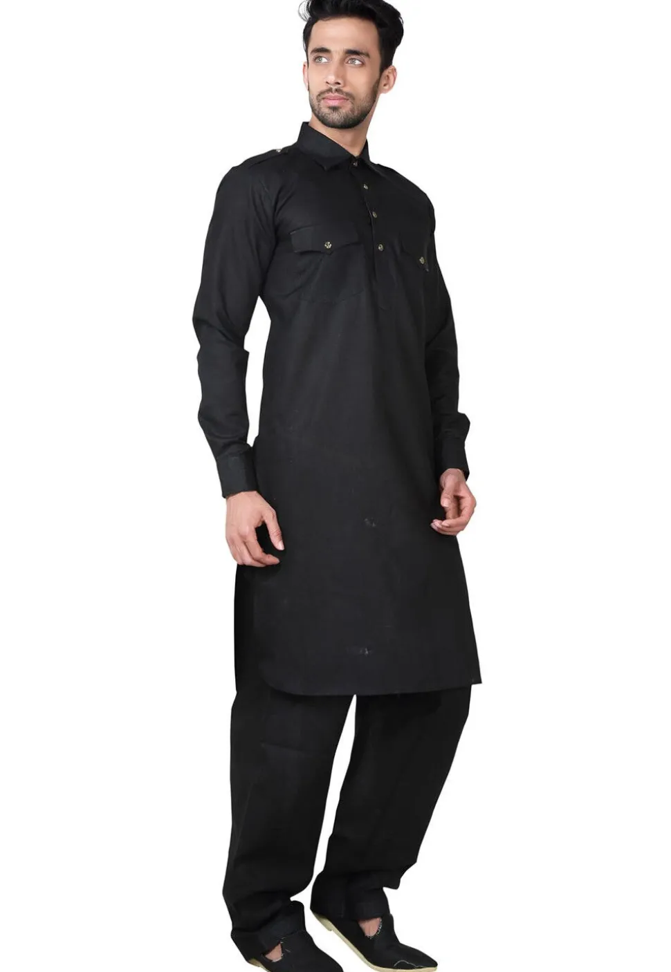 Solid Color Cotton Paithani Suit in Black