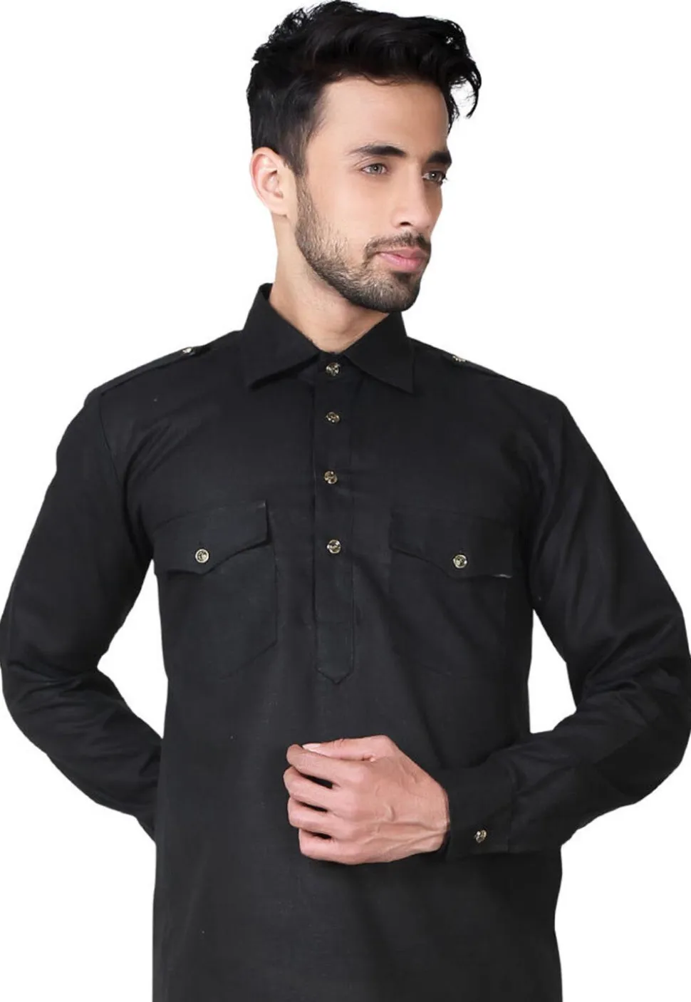 Solid Color Cotton Paithani Suit in Black