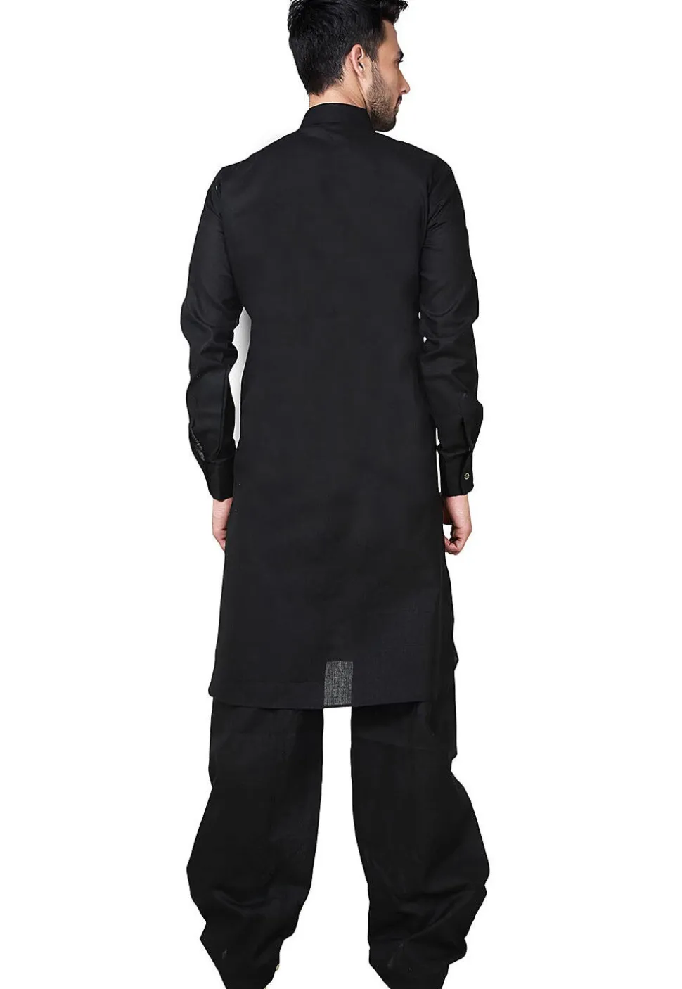 Solid Color Cotton Paithani Suit in Black