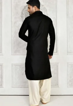 Solid Color Cotton Paithani Suit in Black
