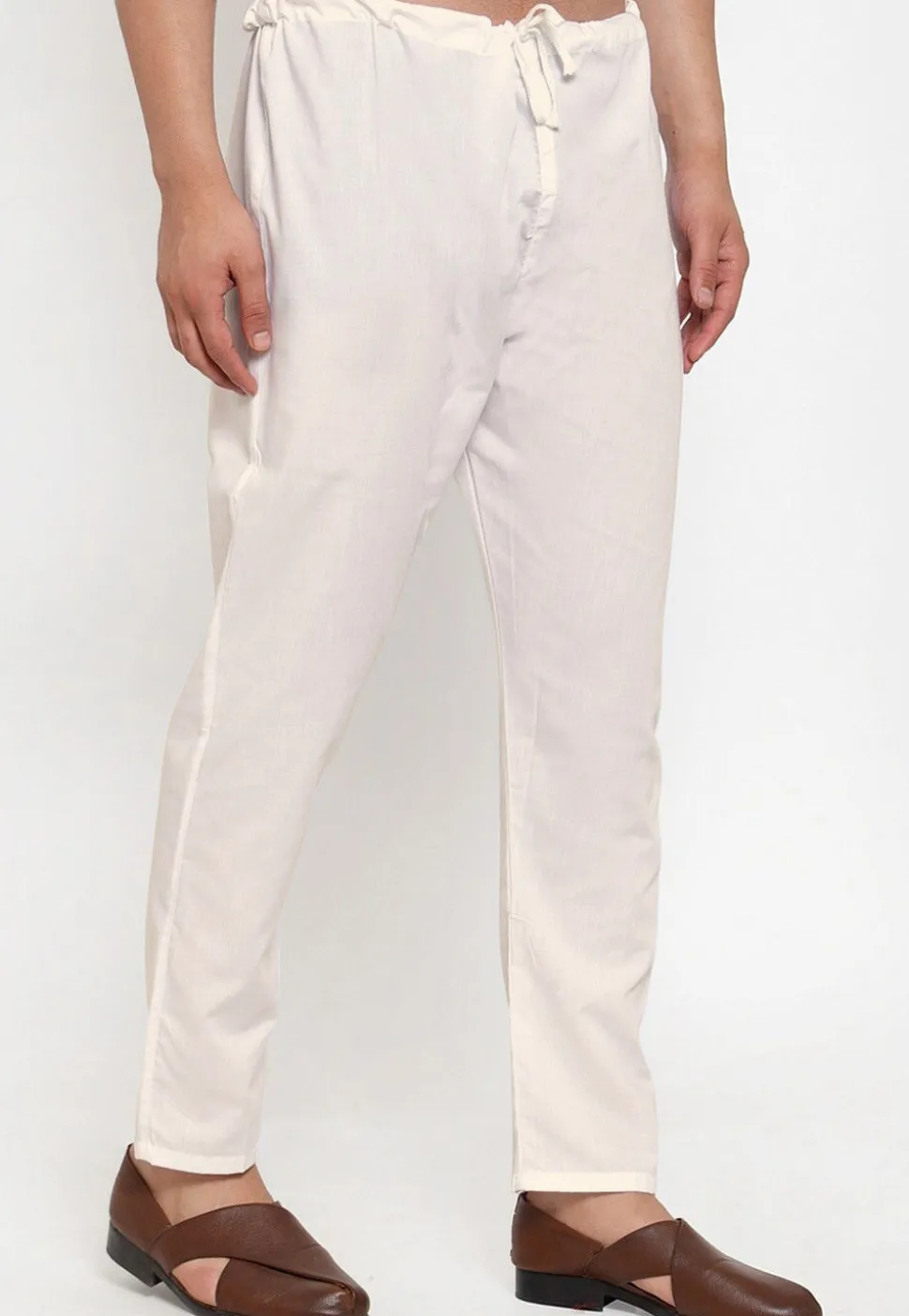 Solid Color Cotton Pajama in White