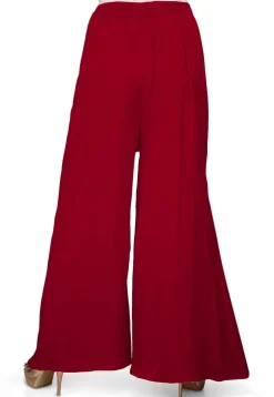 Solid Color Cotton Palazzo in Maroon