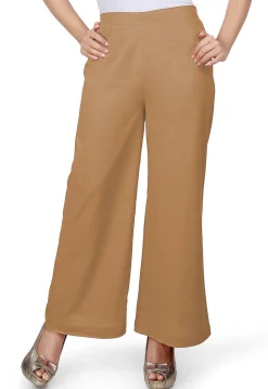 Solid Color Cotton Palazzo in Beige