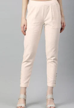 Solid Color Cotton Pant in Off White