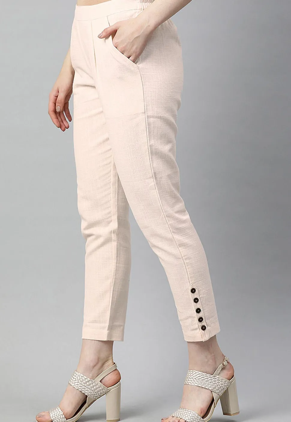 Solid Color Cotton Pant in Off White