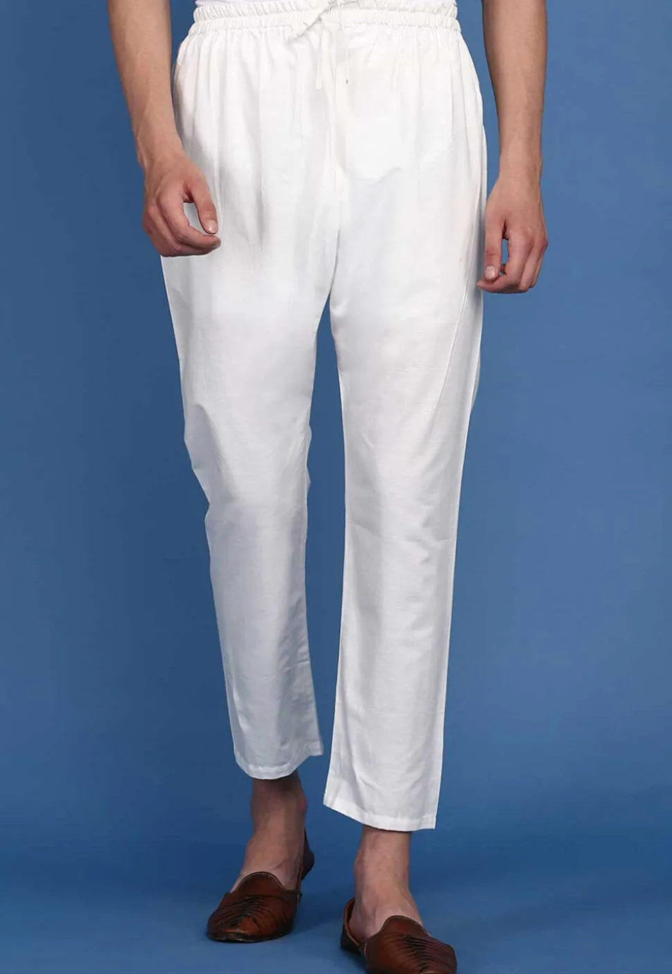Solid Color Cotton Pant in Off White