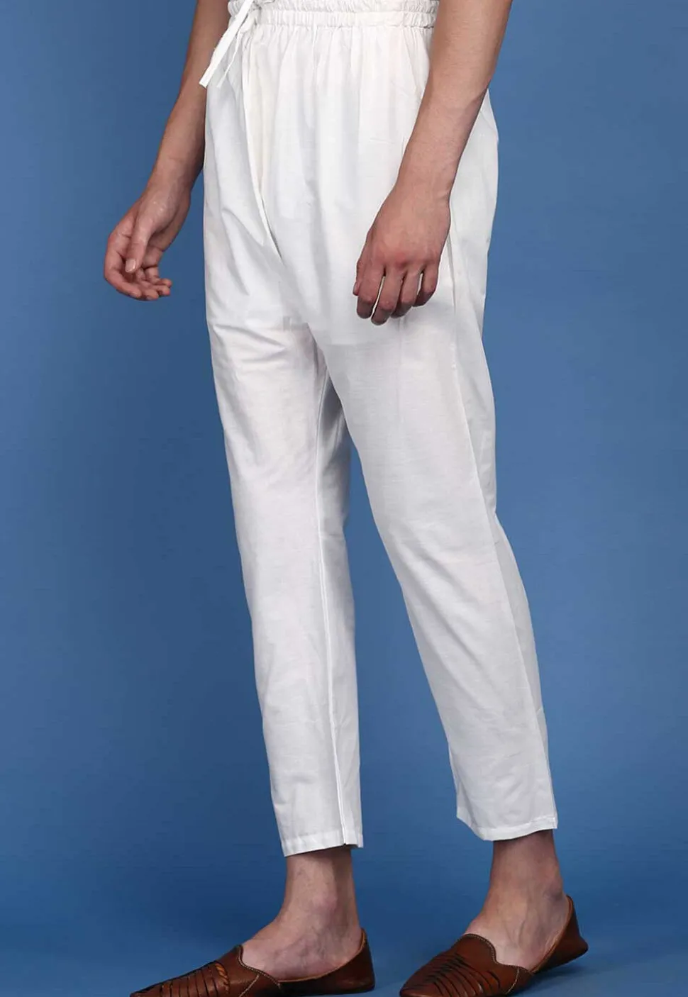 Solid Color Cotton Pant in Off White