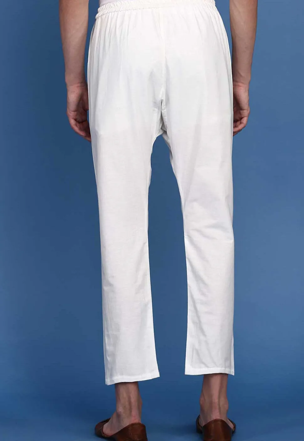 Solid Color Cotton Pant in Off White
