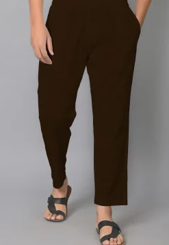 Solid Color Cotton Pant in Brown