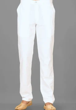 Solid Color Cotton Pant in White