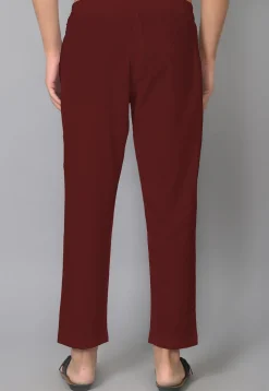 Solid Color Cotton Pant in Maroon