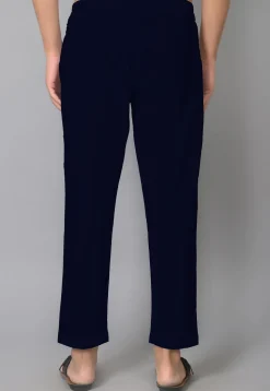 Solid Color Cotton Pant in Navy Blue