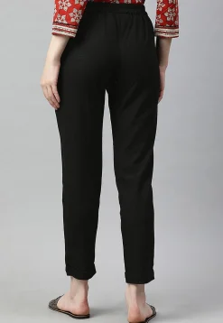 Solid Color Cotton Pant in Black