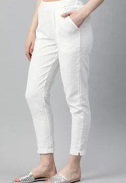 Solid Color Cotton Pant in White