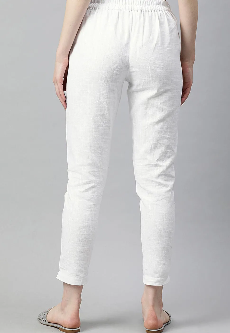 Solid Color Cotton Pant in White
