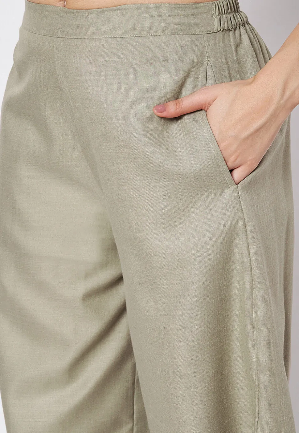 Solid Color Cotton Pant in Grey