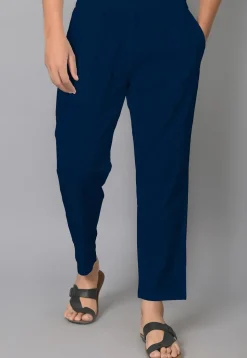 Solid Color Cotton Pant in Teal Blue