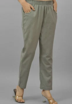 Solid Color Cotton Pant in Grey