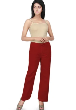 Solid Color Cotton Pant in Red