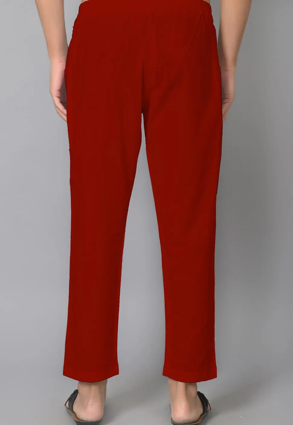 Solid Color Cotton Pant in Red