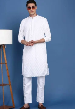 Solid Color Cotton Pant in White