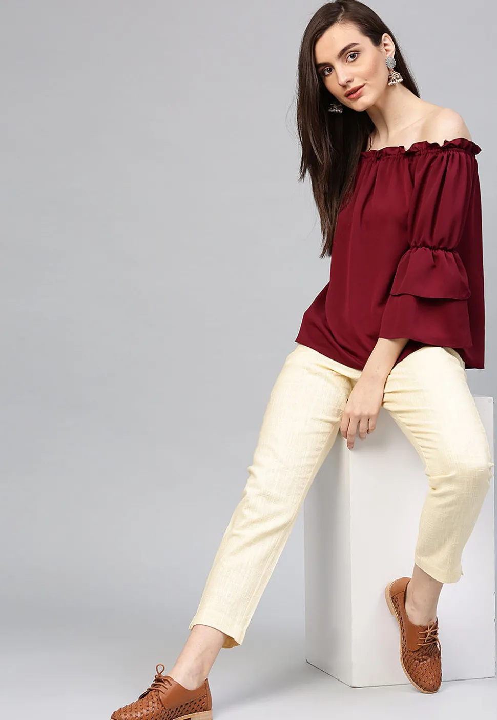 Solid Color Cotton Pant in Cream
