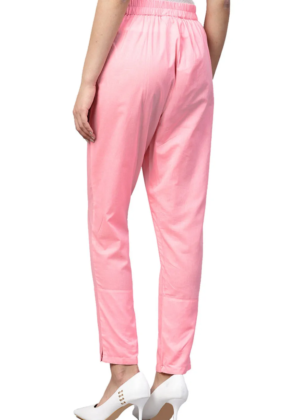Solid Color Cotton Pant in Light Pink