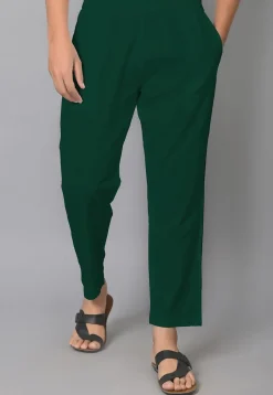 Solid Color Cotton Pant in Dark Green