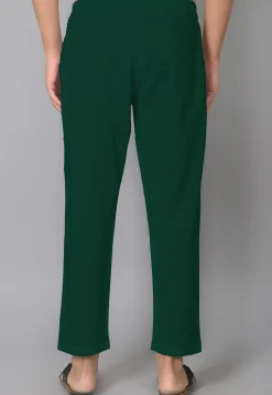Solid Color Cotton Pant in Dark Green