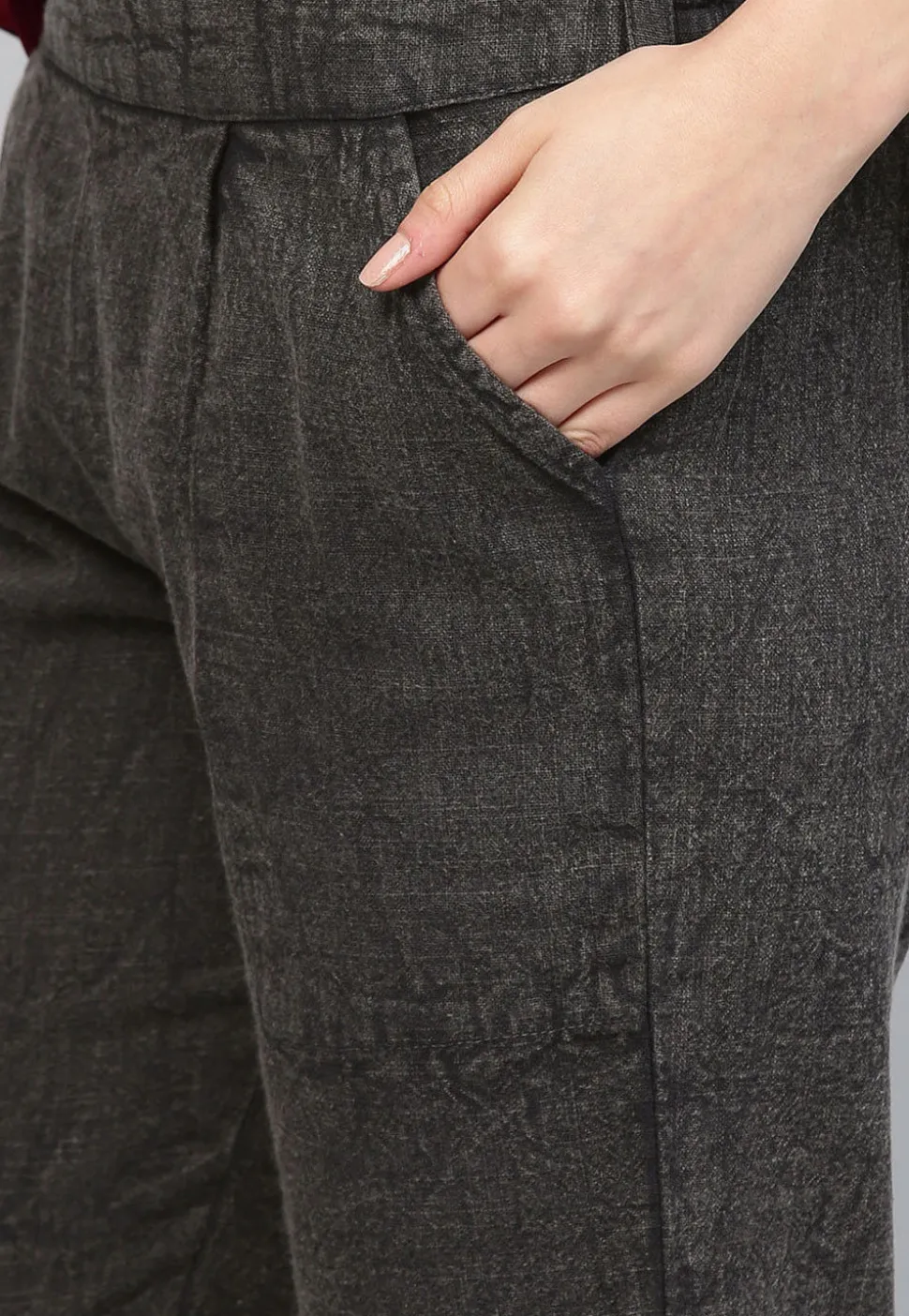 Solid Color Cotton Pant in Charcoal