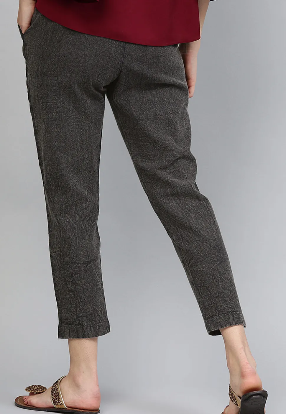 Solid Color Cotton Pant in Charcoal