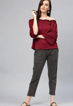 Solid Color Cotton Pant in Charcoal