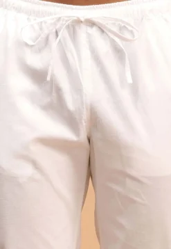 Solid Color Cotton Pant in White