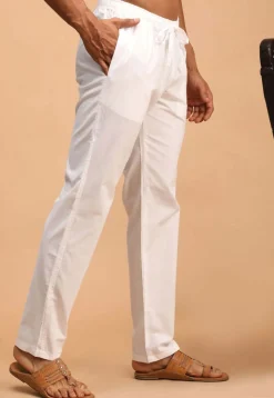 Solid Color Cotton Pant in White