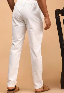 Solid Color Cotton Pant in White