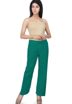 Solid Color Cotton Pant in Teal Green